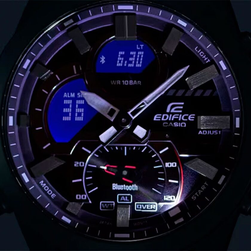 montre classique homme casio edifice ecb 30db 1adf – acier inoxydable, bracelet métal, chronographe, Étanche, design Élégant – argenté – référence ecb 30db 1adf
