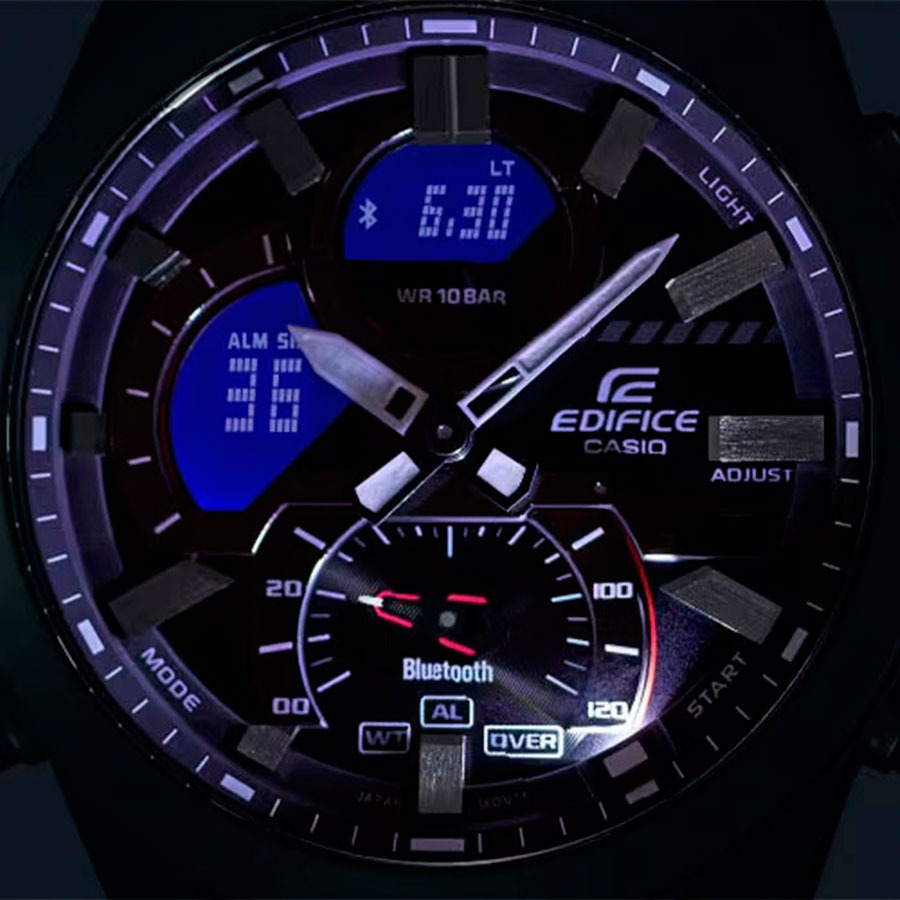 montre classique homme casio edifice ecb 30db 1adf – acier inoxydable, bracelet métal, chronographe, Étanche, design Élégant – argenté – référence ecb 30db 1adf