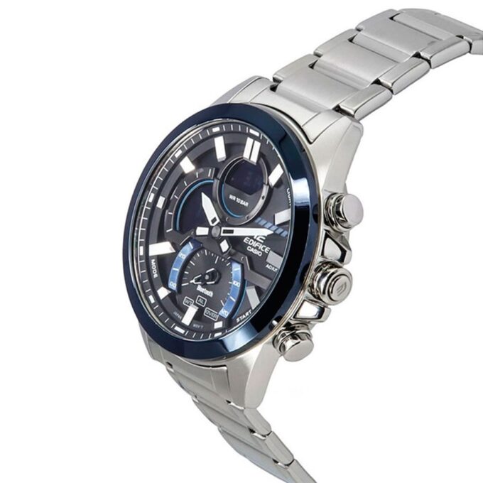 Montre Classique Homme Casio Edifice - ECB-30DB-1ADF – Acier Inoxydable, Bracelet Métal, Chronographe, Étanche, Design Élégant – Argenté – Référence ECB-30DB-1ADF