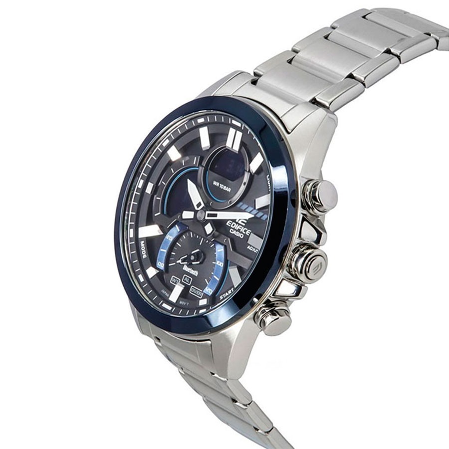 montre classique homme casio edifice ecb 30db 1adf – acier inoxydable, bracelet métal, chronographe, Étanche, design Élégant – argenté – référence ecb 30db 1adf