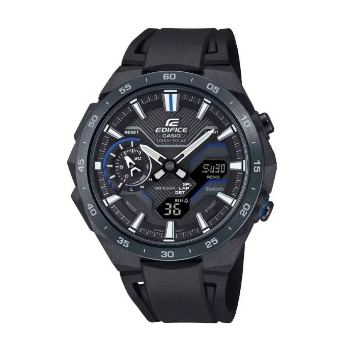 montre classique homme casio edifice ecb 2200pb 1adf – bluetooth, chronographe, résine, noir – référence ecb 2200pb 1adf