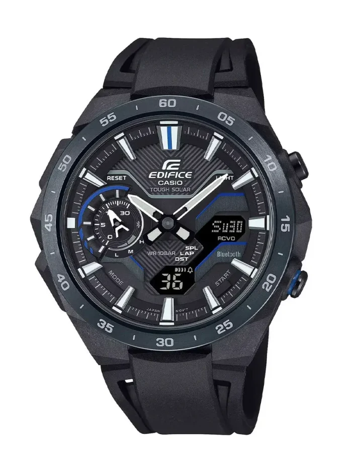 montre classique homme casio edifice ecb 2200pb 1adf – bluetooth, chronographe, résine, noir – référence ecb 2200pb 1adf