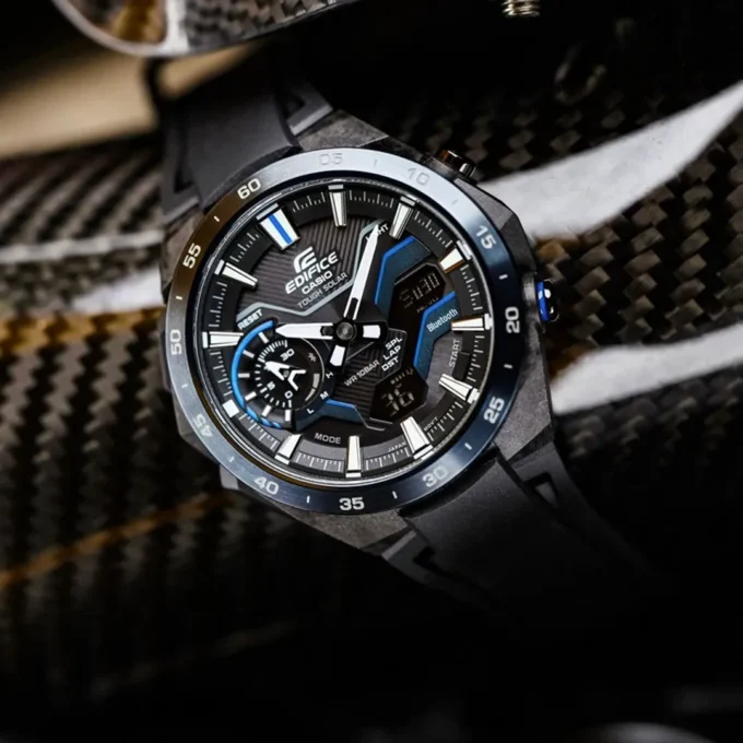 Montre Classique Homme - Casio Edifice - ECB-2200PB-1ADF – Bluetooth, Chronographe, Résine, Noir – Référence ECB-2200PB-1ADF