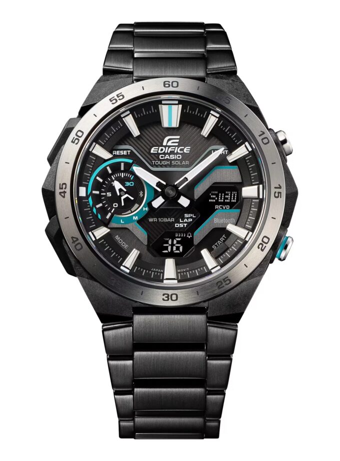 montre classique homme casio edifice ecb 2200dd 1adf – acier inoxydable, chronographe, Étanche, bracelet métal – argent – référence ecb 2200dd 1adf