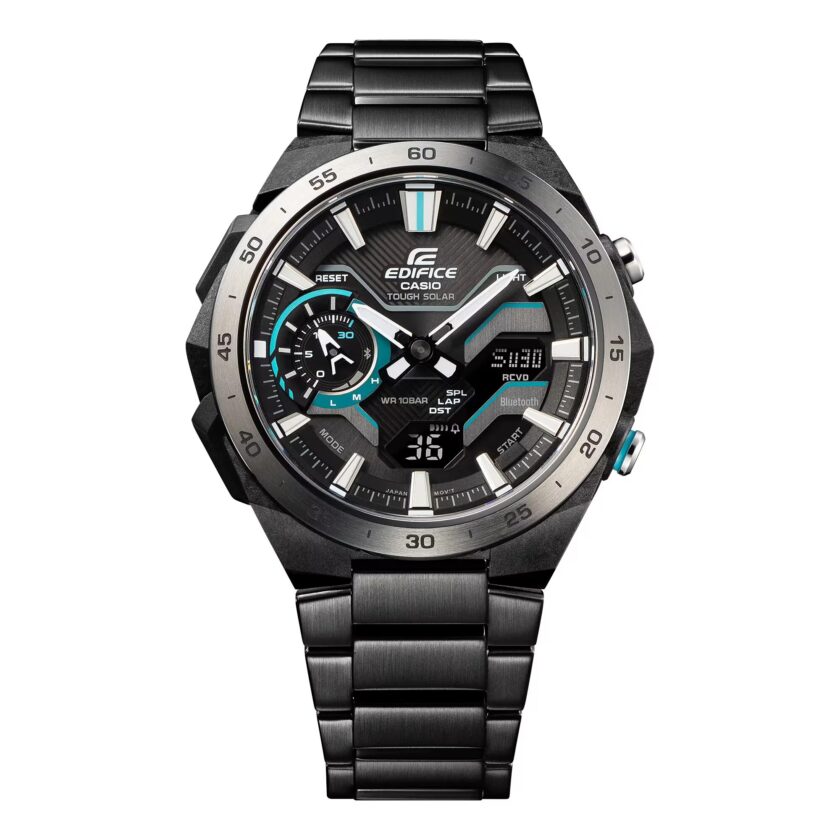 montre classique homme casio edifice ecb 2200dd 1adf – acier inoxydable, chronographe, Étanche, bracelet métal – argent – référence ecb 2200dd 1adf