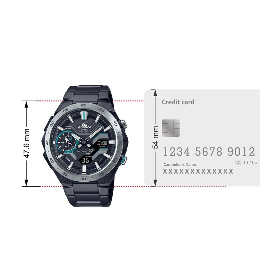 montre classique homme casio edifice ecb 2200dd 1adf – acier inoxydable, chronographe, Étanche, bracelet métal – argent – référence ecb 2200dd 1adf