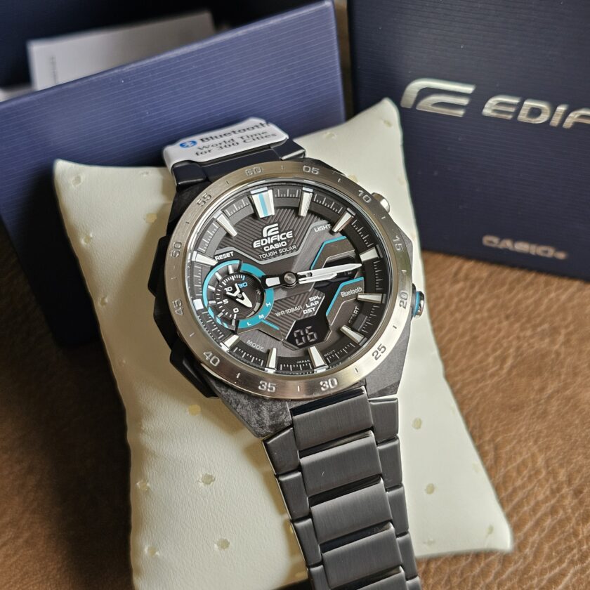 montre classique homme casio edifice ecb 2200dd 1adf – acier inoxydable, chronographe, Étanche, bracelet métal – argent – référence ecb 2200dd 1adf