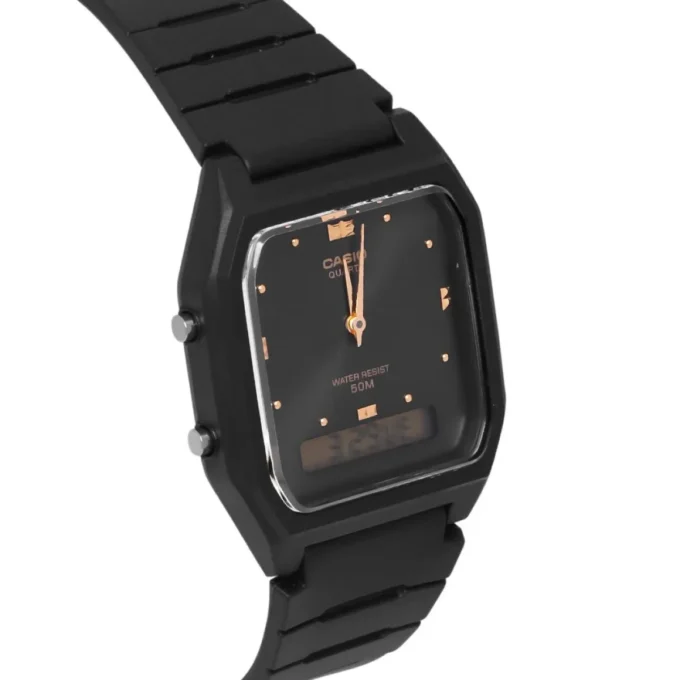 Montre Classique Homme Casio AW-48HE-1AVDF - Double Affichage Analogique et Digital, Résistante à l’Eau, Bracelet Résine, Noir - Référence AW-48HE-1AVDF