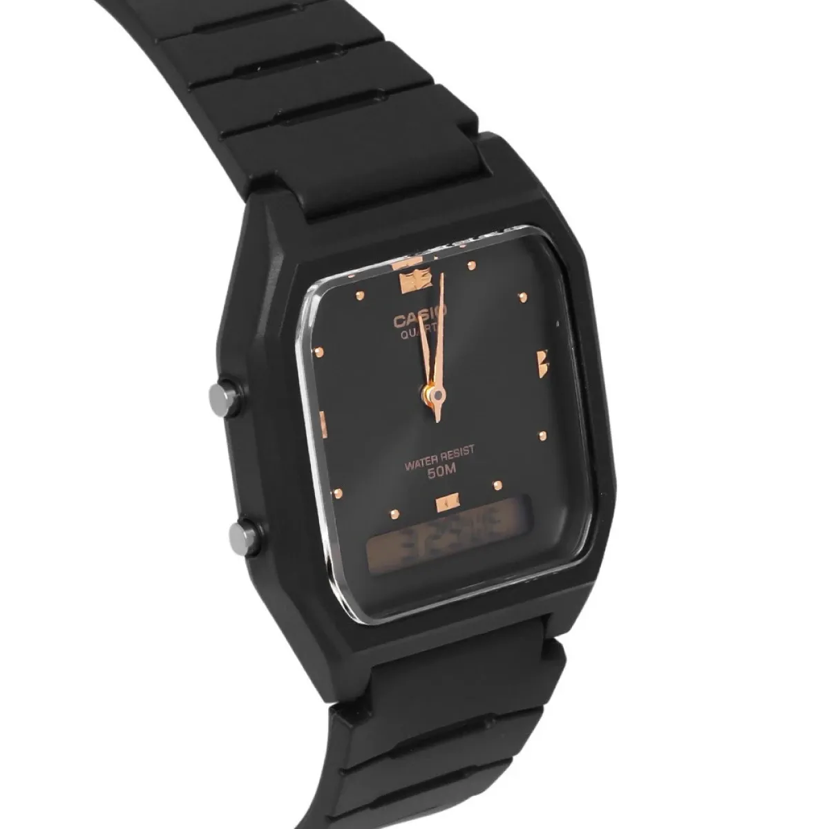 montre classique homme casio aw 48he 1avdf double affichage analogique et digital, résistante à l’eau, bracelet résine, noir référence aw 48he 1avdf