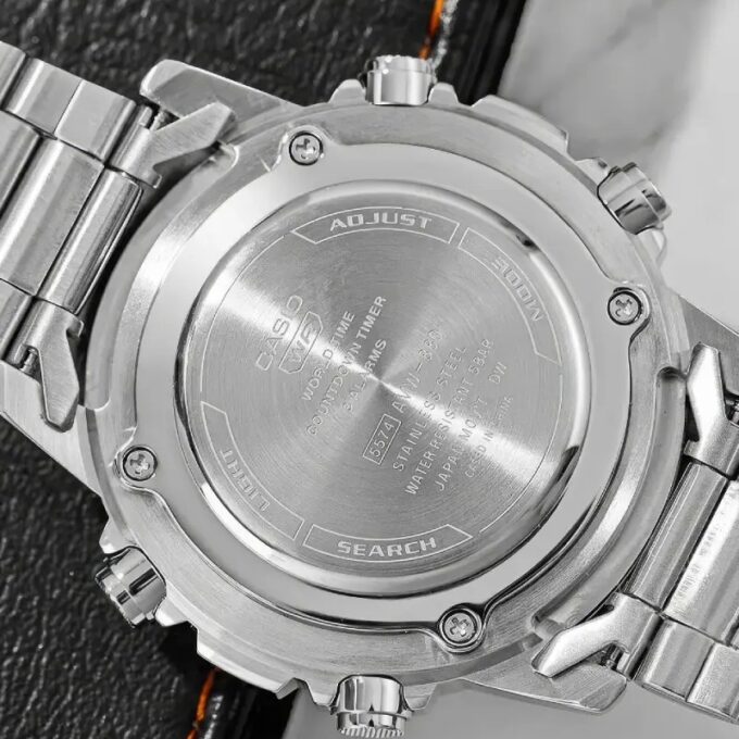 Montre Classique Homme - Casio - Analogique Digitale, Étanche 50m, Chronographe, Telememo 30, Autonomie 10 ans - Acier Inoxydable - Cadran Vert - AMW-880D-3AVDF