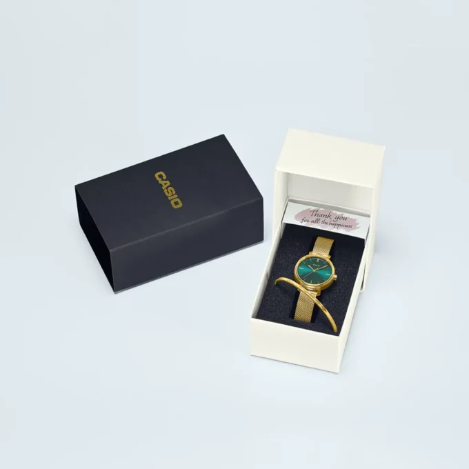 Montre Classique Femme - Casio LTP-2024VMG-3CDR - Bracelet Acier Doré, Cadran Vert, Quartz, Étanche - Boutique Aïwatch