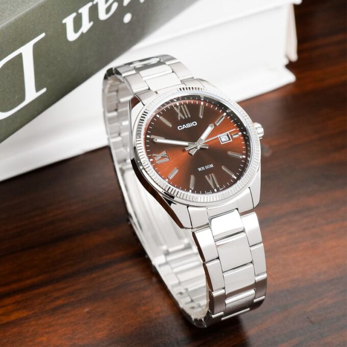montre classique homme casio mtp 1302dd 5avdf – acier inoxydable, bracelet métal, cadran marron, Étanche – boutique aïwatch