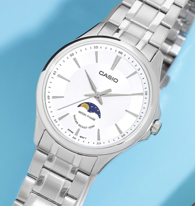 montre classique homme casio bracelet acier inoxydable, résistante à leau, design Élégant référence mtp m100d 7avdf argent