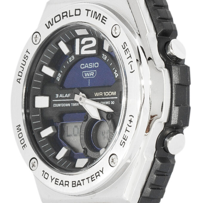 montre homme casio hommes cadran analogique numérique bracelet de résine mwq 100 2avdf noir