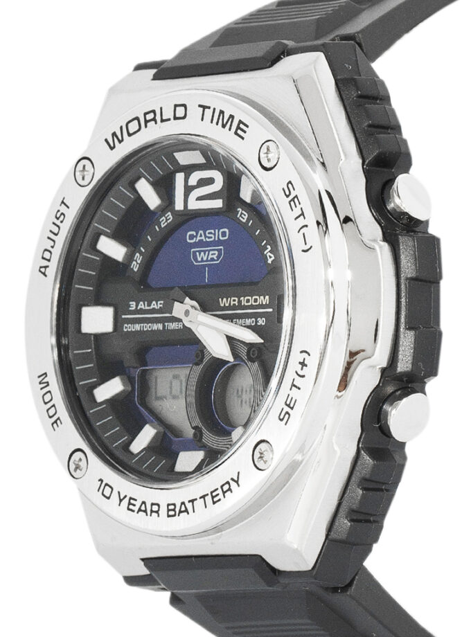 montre homme casio hommes cadran analogique numérique bracelet de résine mwq 100 2avdf noir