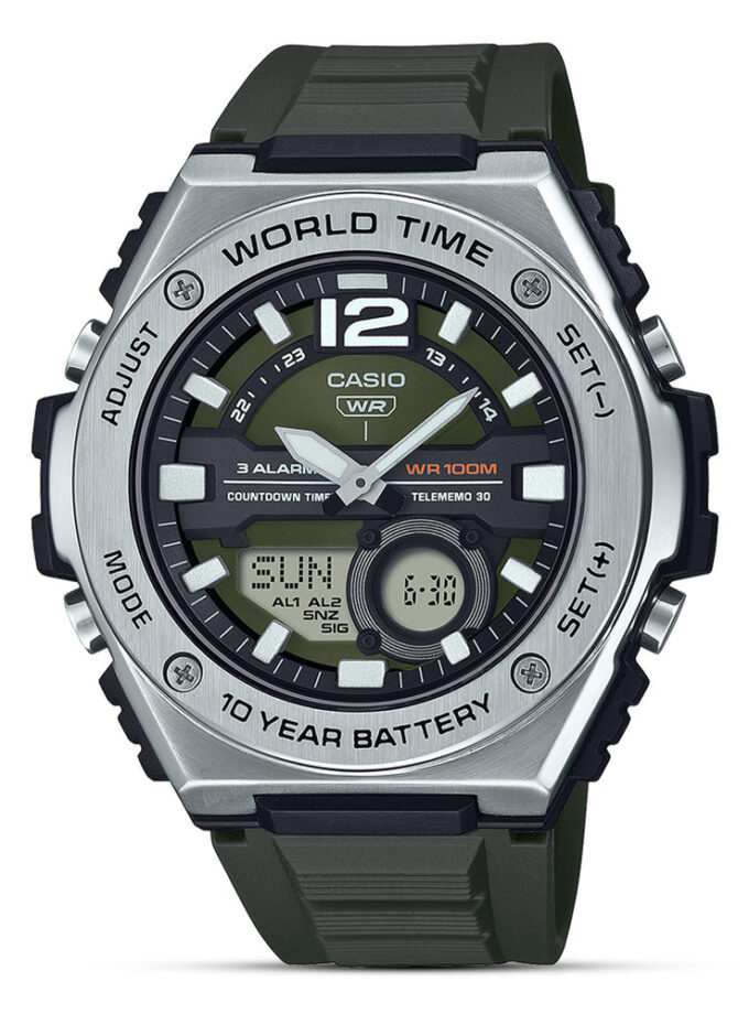 montre casio pour homme résistance à l'eau : 100m acier inoxydable, résine mwq 100 3avdf