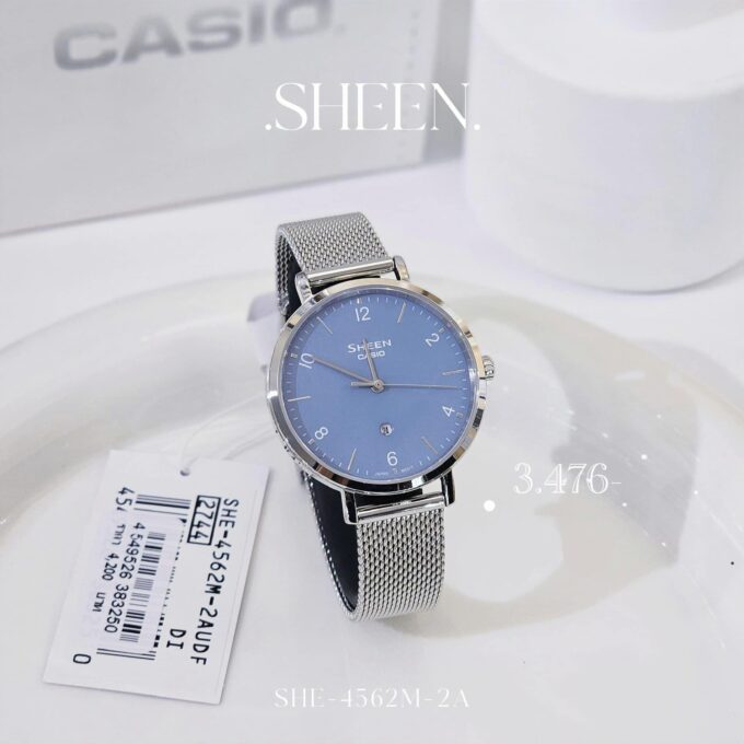 Montre Femme CASIO - Bracelet En Maille Acier Inoxydable - Fermoir Réglable - 50 Mètres - SHE-4562M-2AUDF - Verre Saphir