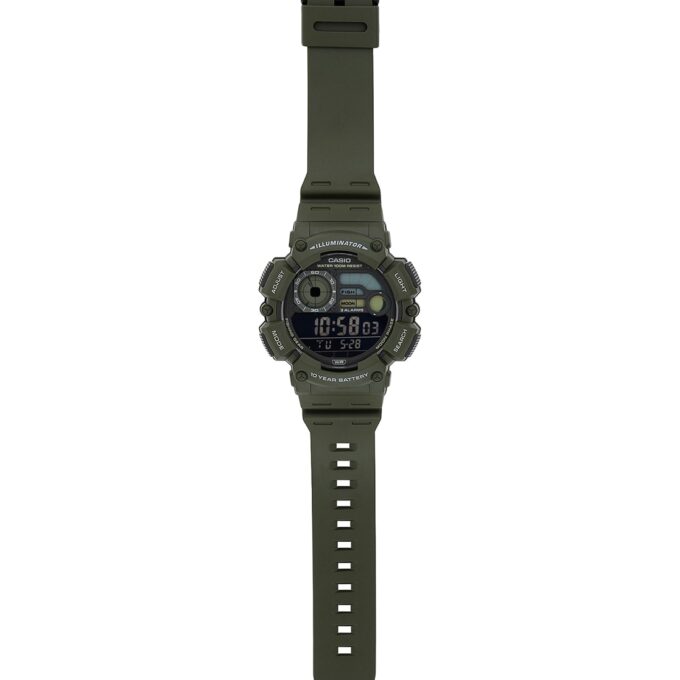 Montre CASIO - Montre numérique pour Jeunes, Hommes et Femmes - WS -1500H-3BVDF - Double Fuseau Horaire - Vert