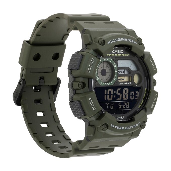 Montre CASIO - Montre numérique pour Jeunes, Hommes et Femmes - WS -1500H-3BVDF - Double Fuseau Horaire - Vert