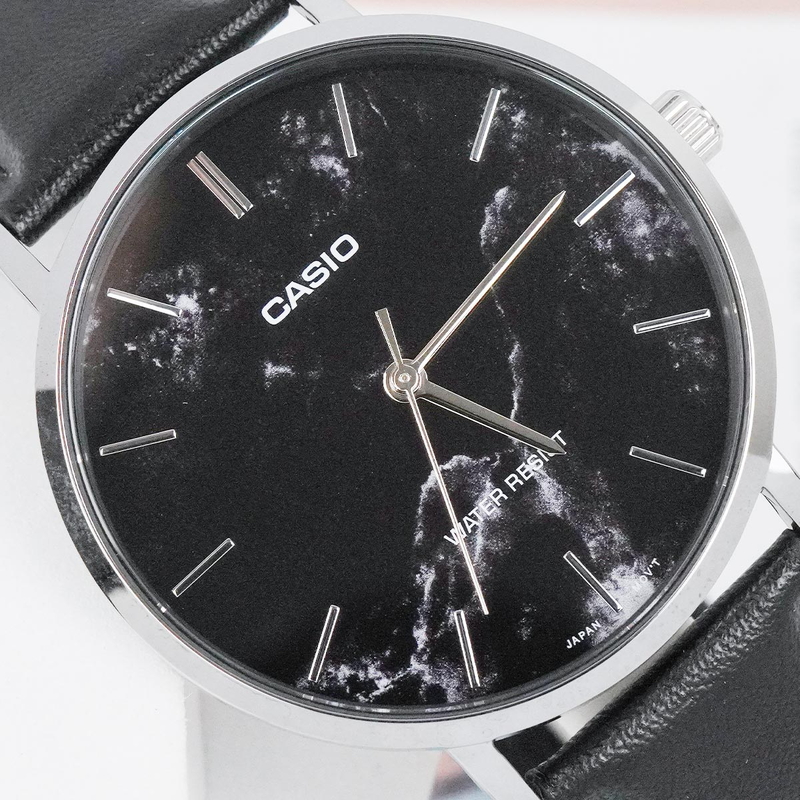 casio enticer hommes analogique cadran bracelet en cuir mtp vt01lm 1audf noir