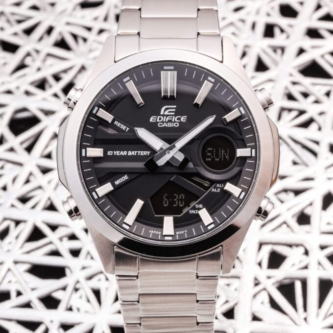 Montre Classique Homme - Casio Edifice - EFV-C120D-1ADF - Acier Inoxydable, Multifonction, Étanche, Bracelet Métal, Noir