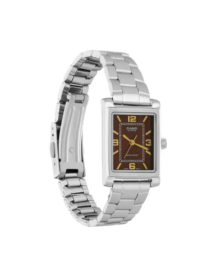 aiwatch_LTP-1234DD-5ADF - Montre Classique Femme - Aïwatch - Acier Inoxydable, Bracelet Métal, Étanche, Design Élégant - Argenté - Marron - LTP-1234DD-5ADF