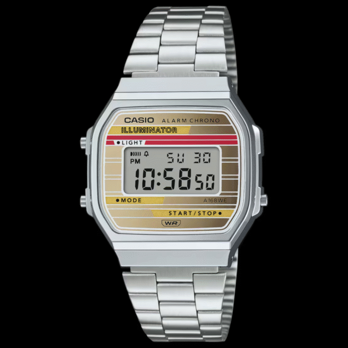 Montre Classique Homme Casio A168WEHA-9ADF - Digital, Acier Inoxydable, Bracelet Argenté, Affichage LED, Étanche, Référence A168WEHA-9ADF