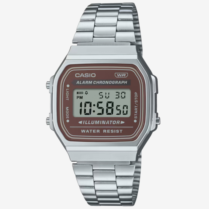Montre Classique Homme Casio A168WA-5AYDF - Bracelet Acier Inoxydable, Affichage Digital, Rétroéclairage LED, Étanche - Argent - Référence A168WA-5AYDF