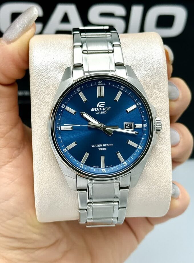 montre classique casio edifice homme design Élégant, résistance à leau, bracelet acier inoxydable, mouvement quartz métal argenté efv 150d 2avudf