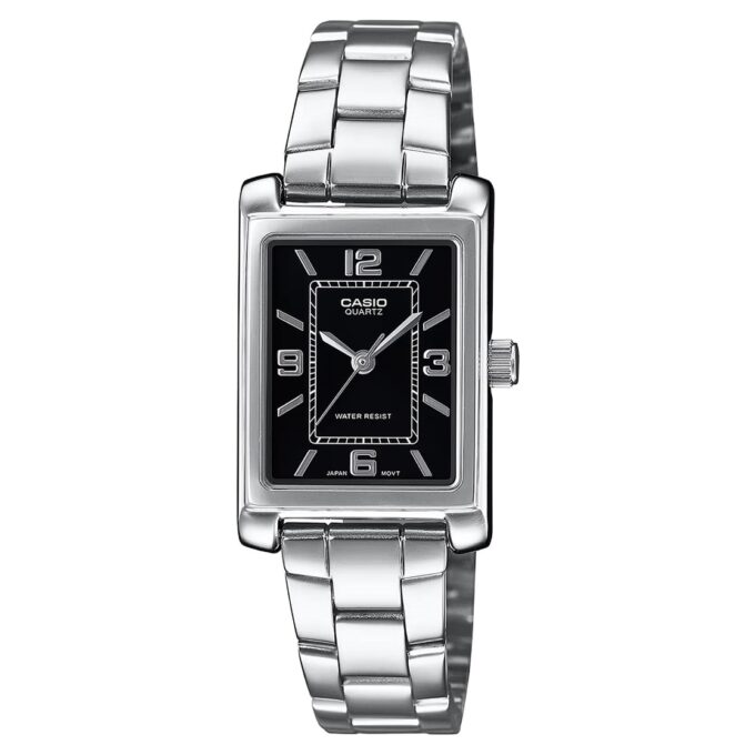 montre classique casio femme design Élégant, bracelet acier inoxydable, résistance à leau, mouvement quartz acier argent référence ltp 1234dd 1adf