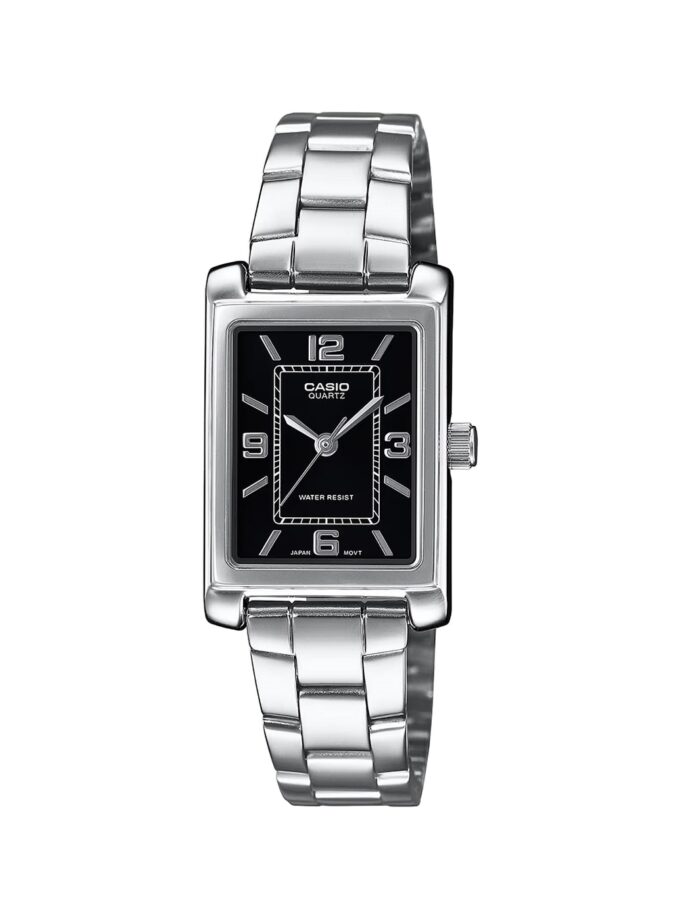 montre classique casio femme design Élégant, bracelet acier inoxydable, résistance à leau, mouvement quartz acier argent référence ltp 1234dd 1adf