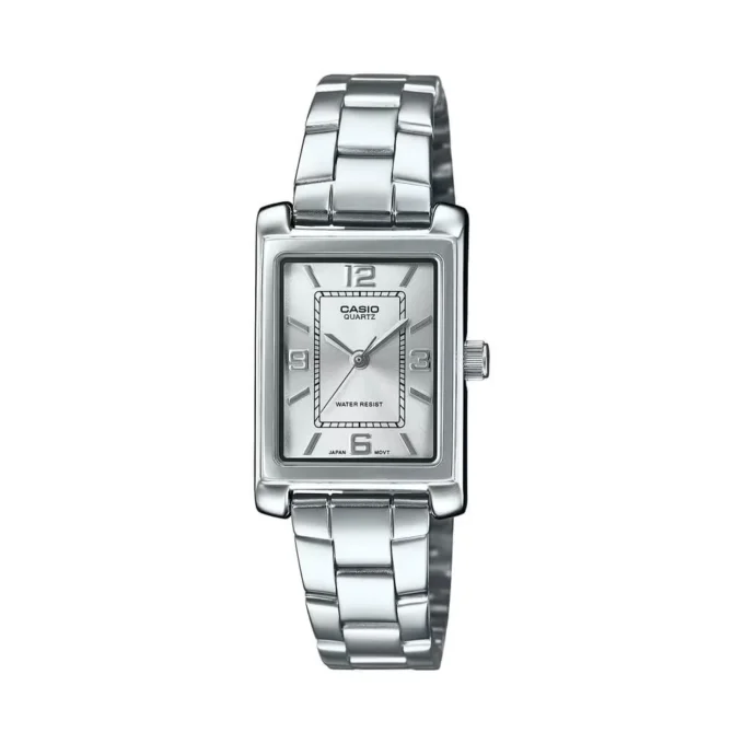 montre classique femme design Élégant, bracelet acier inoxydable, résistance à leau, cadran argenté acier argent référence ltp 1234dd 7adf