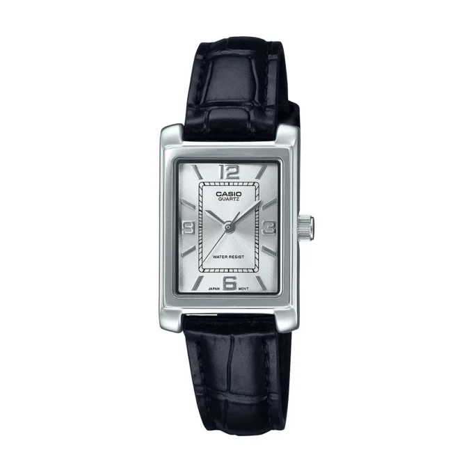 Montre Classique - Femme - Design Élégant, Bracelet Cuir, Résistance à lEau, Mouvement Quartz - Acier - Argenté - Référence - LTP-1234LL-7ADF