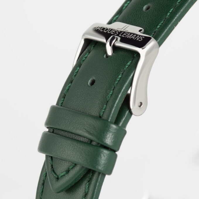 Montre Quartz Homme - Jacques Lemans – acier inoxydable, cadran vert, bracelet cuir, verre minéral, étanche 10 bar, date, 41 mm - 1-2197C