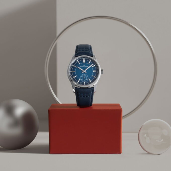 Montre Quartz Homme - Jacques Lemans – acier inoxydable, cadran Bleue, bracelet cuir, verre minéral, étanche 10 bar, date, 41 mm - 1-2197B