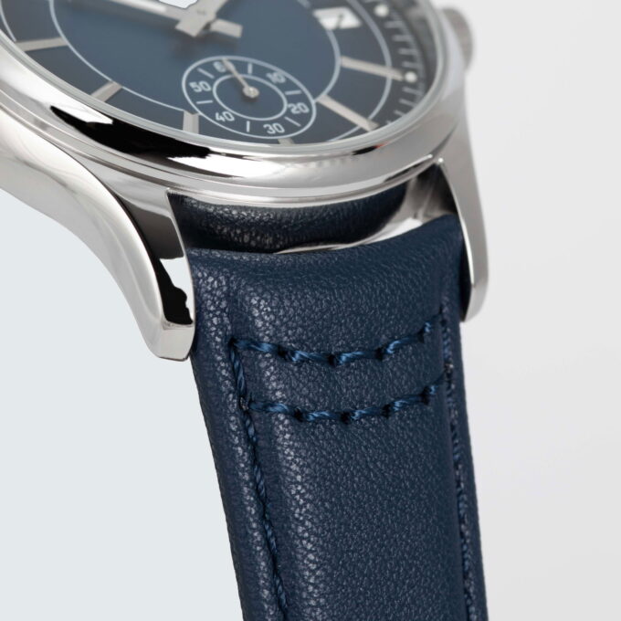 Montre Quartz Homme - Jacques Lemans – acier inoxydable, cadran Bleue, bracelet cuir, verre minéral, étanche 10 bar, date, 41 mm - 1-2197B