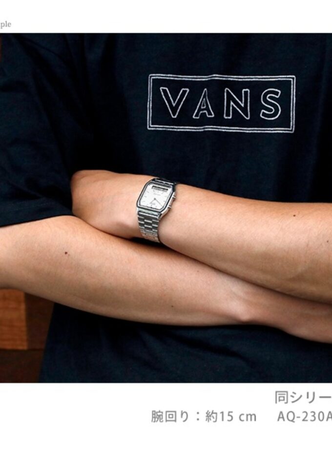 Montre Casio AQ-230A-4AMQYDF - Homme - Double affichage analogique et digital, Alarme, Chronomètre, Bracelet acier inoxydable - Couleur argentée - Référence AQ-230A-4AMQYDF