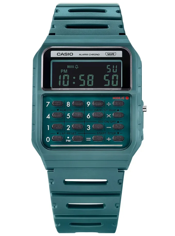 montre casio vintage homme digital multifonction, résistante à leau, bracelet silicone, affichage led, référence ca 53wb 3bdf