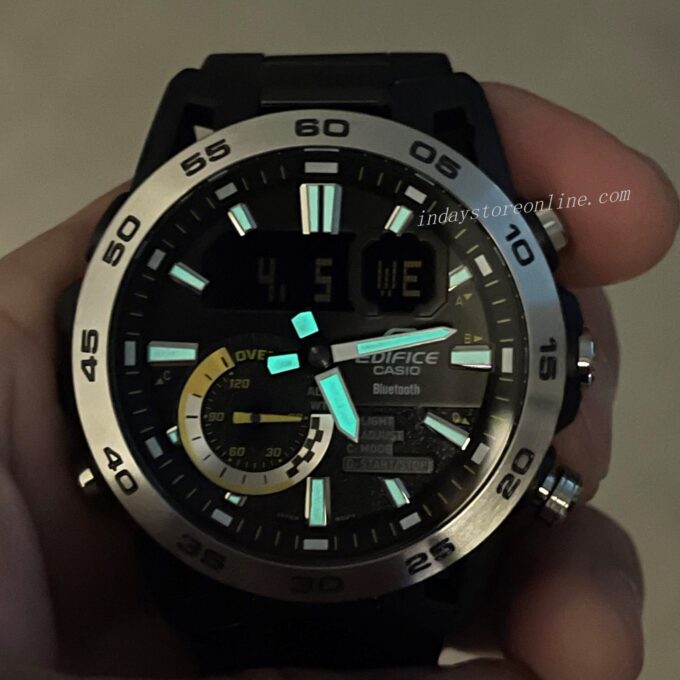 Montre Casio Edifice Homme Chronographe, Bluetooth, Acier Inoxydable, Fibre de Carbone, World Time - Noir - ECB-40DC-1ADF