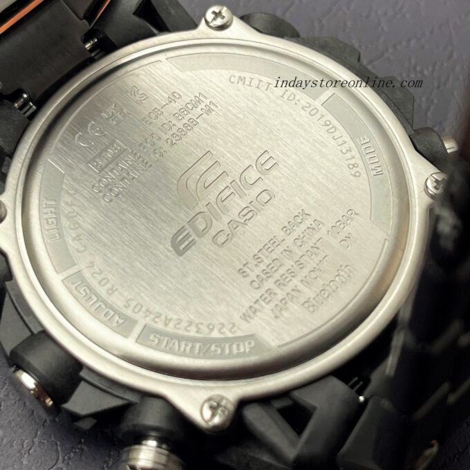 Montre Casio Edifice Homme Chronographe, Bluetooth, Acier Inoxydable, Fibre de Carbone, World Time - Noir - ECB-40DC-1ADF