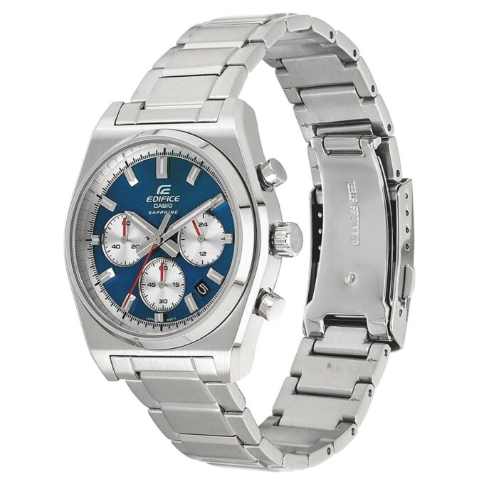 montre classique homme casio efb 730d 2avudf – acier inoxydable, bracelet métal, Étanche, design Élégant – bleu argent – référence efb 730d 2avudf