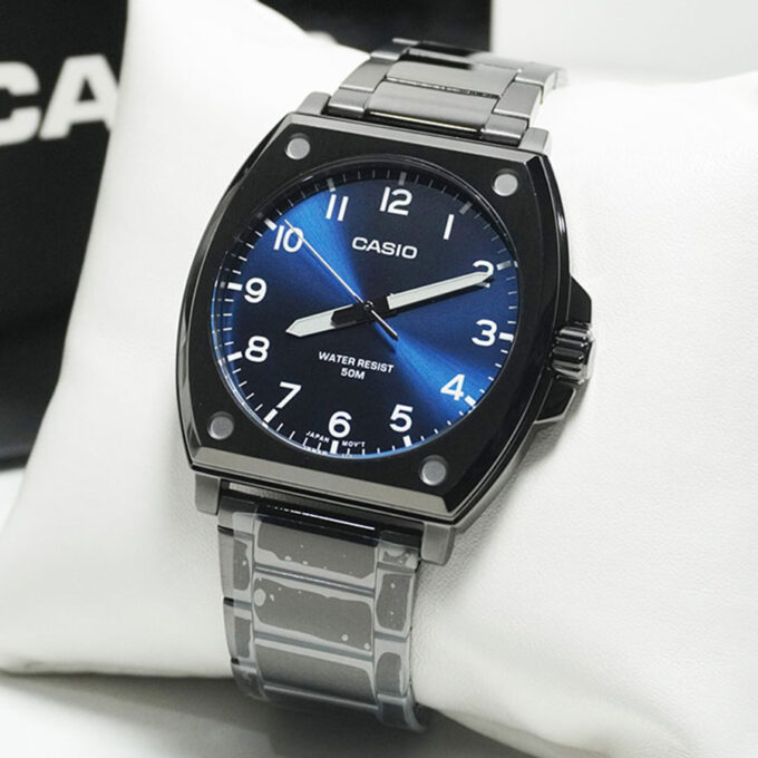 Montre Casio Homme MTP-E730B-2AVDF – Quartz, Étanche 50m, Bracelet Acier Inoxydable, Cadran Bleu, Design Élégant – Référence MTP-E730B-2AVDF