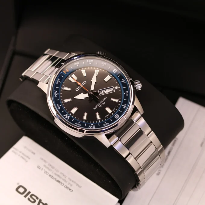 aiwatch_MTD-130D-1A2VDF - Montre digitale Homme MTD-130D-1A2VDF – Casio – Étanche, Chronographe, Alarme, Acier – Gris – Référence MTD-130D-1A2VDF