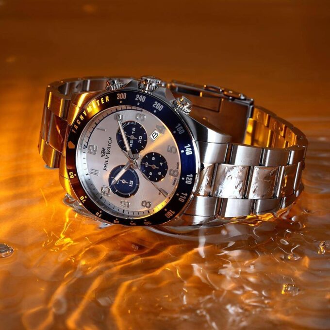 Montre Philip Watch Caribe Sport - Homme - Quartz Suisse, Cristal de saphir, Résistant 10 ATM, Garantie 1 an - Acier inoxydable - Argent - R8273607029