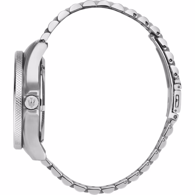 Montre Maserati Homme - Quartz, Étanche 100m, Cadran Gris Brossé - Acier Inoxydable - Argent - Boîtier Rond 44mm - Garantie 2 ans - R8853140010