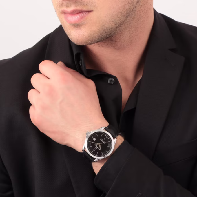 Montre Philip Watch Blaze - Homme - Sport, Acier inoxydable, Bracelet cuir noir, Quartz - Boîtier 46,7 x 41 mm - Noir - R8251165048