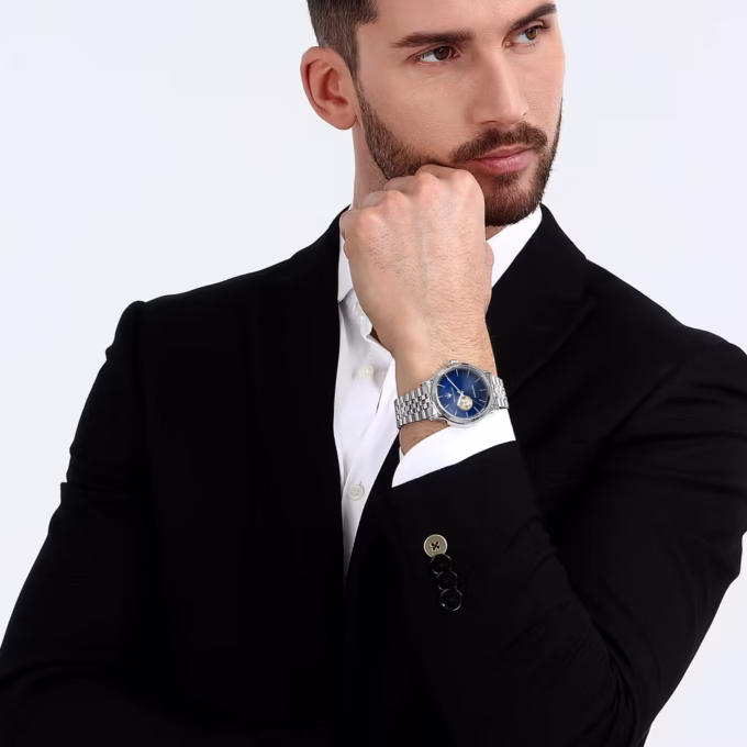 Montre Automatique Homme Maserati – Cœur ouvert, 42mm, acier inoxydable, cadran bleu, étanche 10 ATM – Bracelet acier gris – Réf. R8823118009