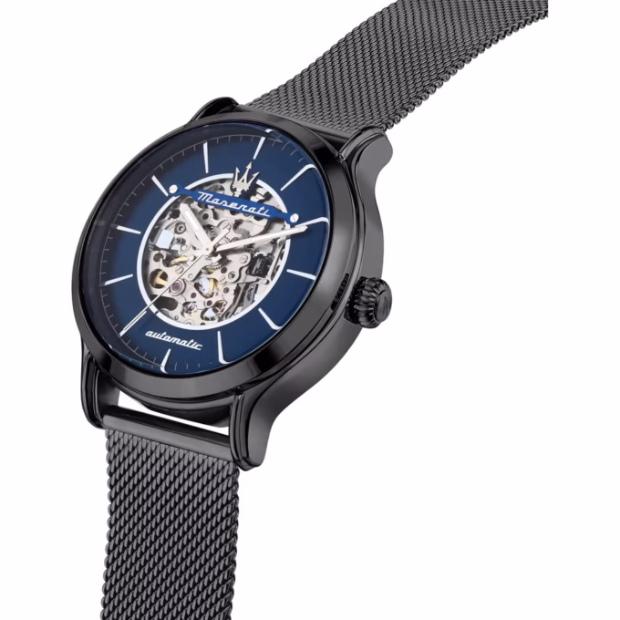 Montre Automatique Skelett Aïwatch - Homme - Cadran Bleu, Boîtier Acier Inoxydable, Étanche 10 bar, Diamètre 42 mm - Bracelet Acier Inoxydable - Gris Anthracite - R8823118017