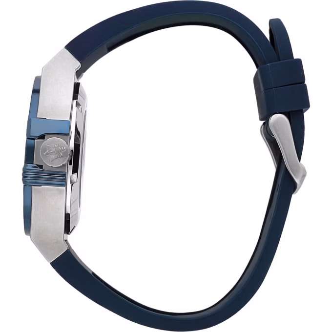 Montre Automatique Maserati R8821108050 - Homme - Étanche 100m, Boîtier Acier Inoxydable 42mm, Cadran Squelette, Verre Saphir - Bracelet Caoutchouc - Bleu - R8821108050