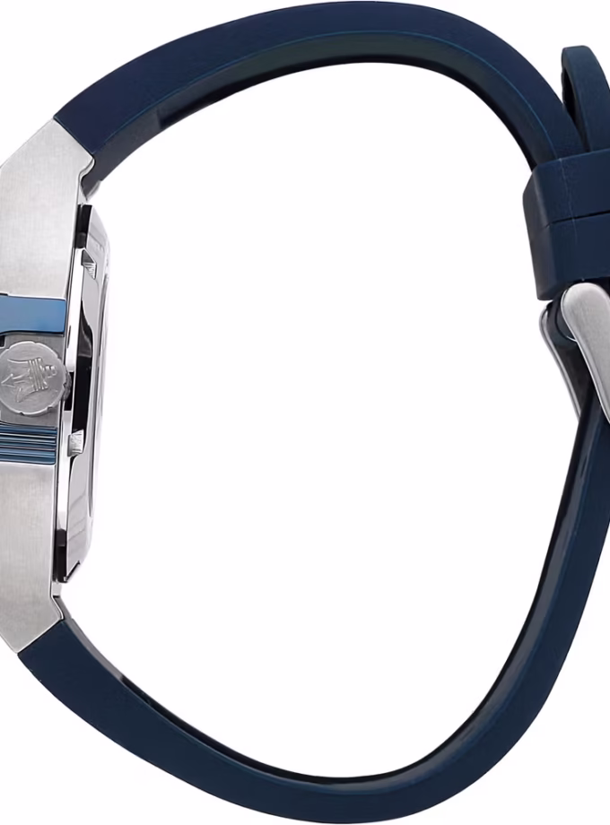 Montre Automatique Maserati R8821108050 - Homme - Étanche 100m, Boîtier Acier Inoxydable 42mm, Cadran Squelette, Verre Saphir - Bracelet Caoutchouc - Bleu - R8821108050